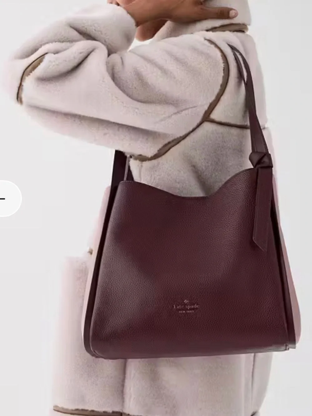 kate spade Burgundy Pebbled Leather Shoulder Bag